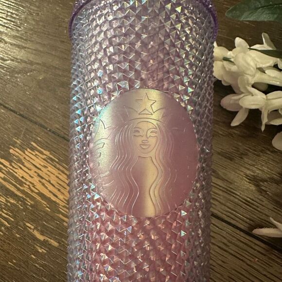 Starbucks Tumbler Venti 24 Oz. Cold Beverage Cup w/ Straw Bling Crystal Lavender - Picture 2 of 9